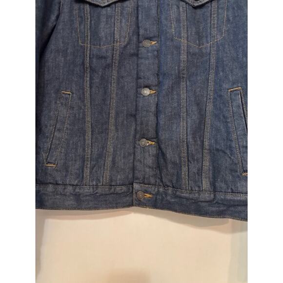 Gap Mens Fleece Lined Trucker Denim Jacket Sherpa Flag USA Size Medium - Picture 7 of 7